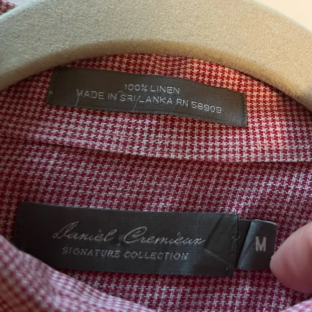 Linen Daniel Cremieux Red White Button-Down Shirt | Classic Fit M - Picture 2 of 4